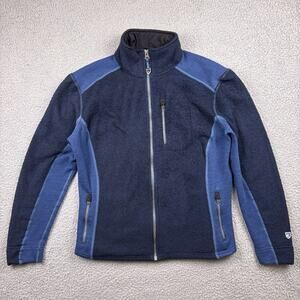 Kuhl Alpenlux Jacket Women Large Blue Fleece Mock Neck Full Zip Pockets Outdoor